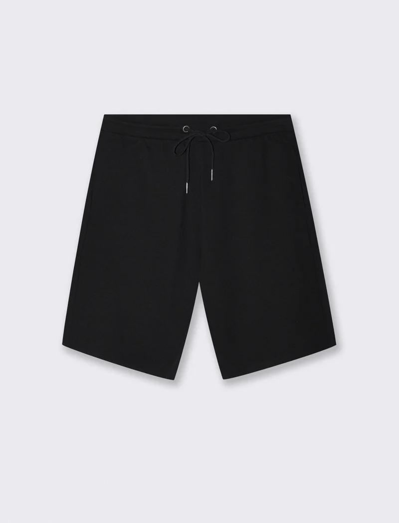 Bermuda Piquet con Vita Jogger Regolabile - Nero