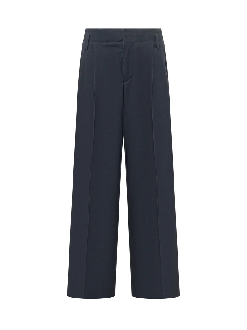 Pantaloni a Gamba Ampia con Piega Frontale