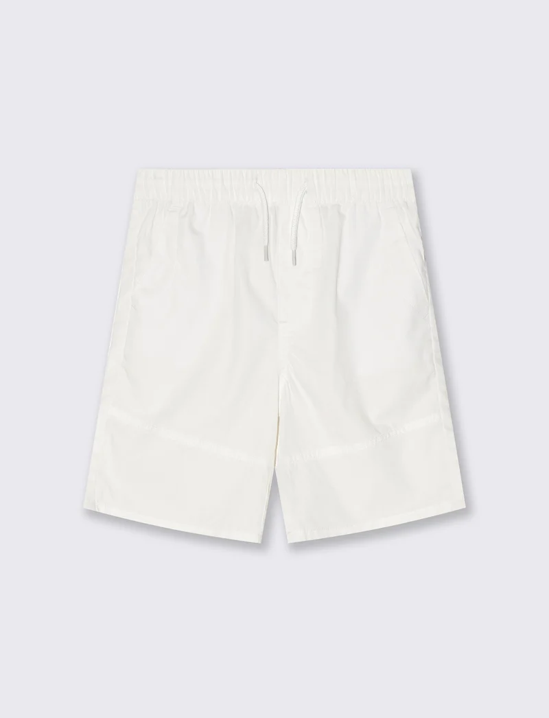 Short in cotone con tagli e lacci vita - Bianco