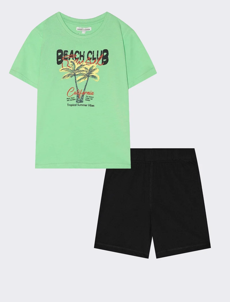 Completo bermuda e t-shirt in jersey - Verde prato