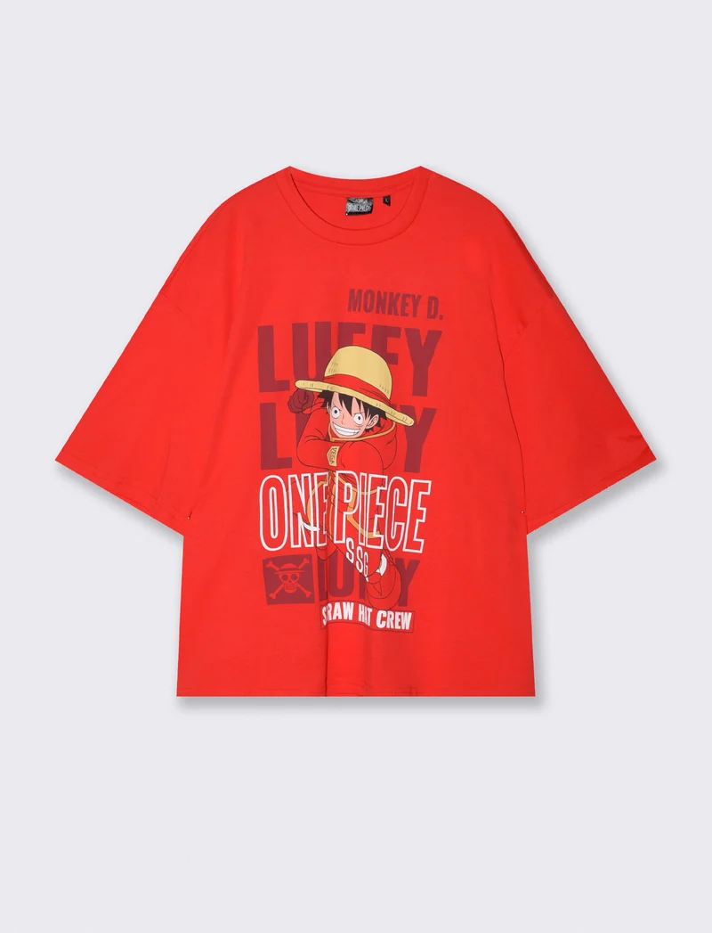 T-shirt One Piece in cotone girocollo - Rosso