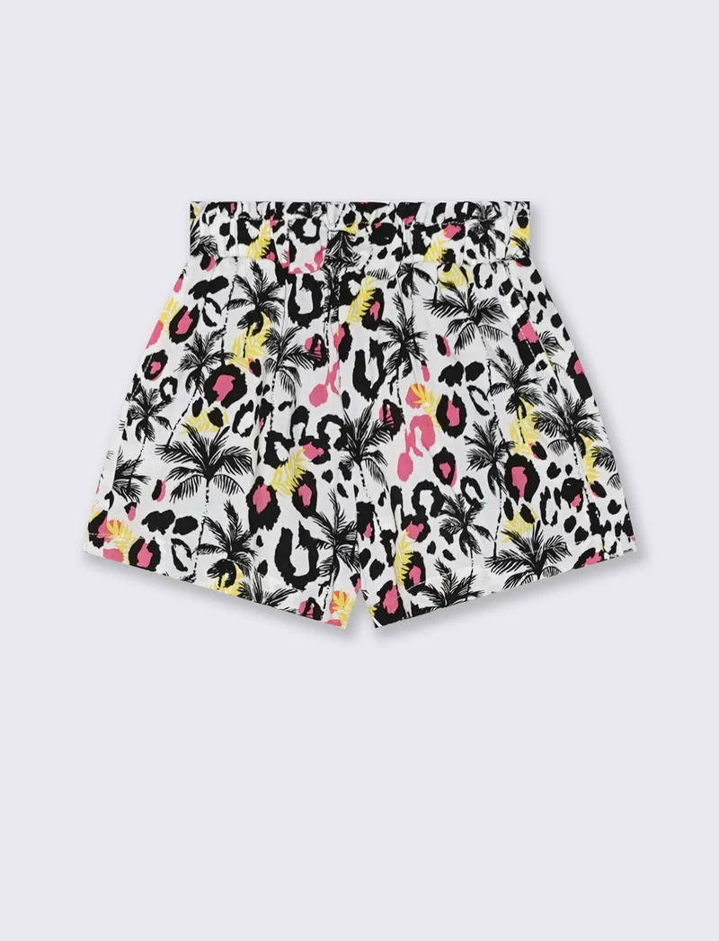 Shorts estivi a fantasia in viscosa - Bianco