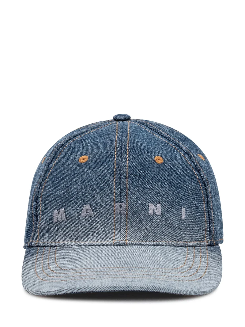 Cappello Denim con Visiera Curva e Logo Ricamato