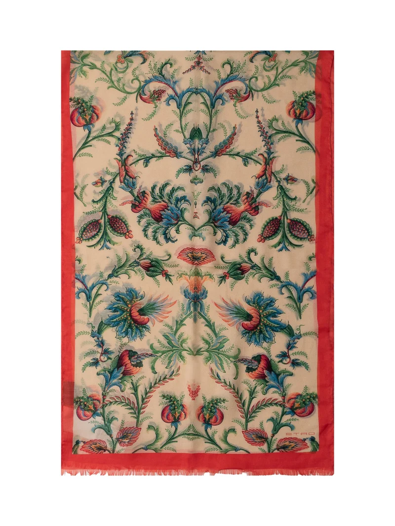 Sciarpa con motivo ornamentale multicolore