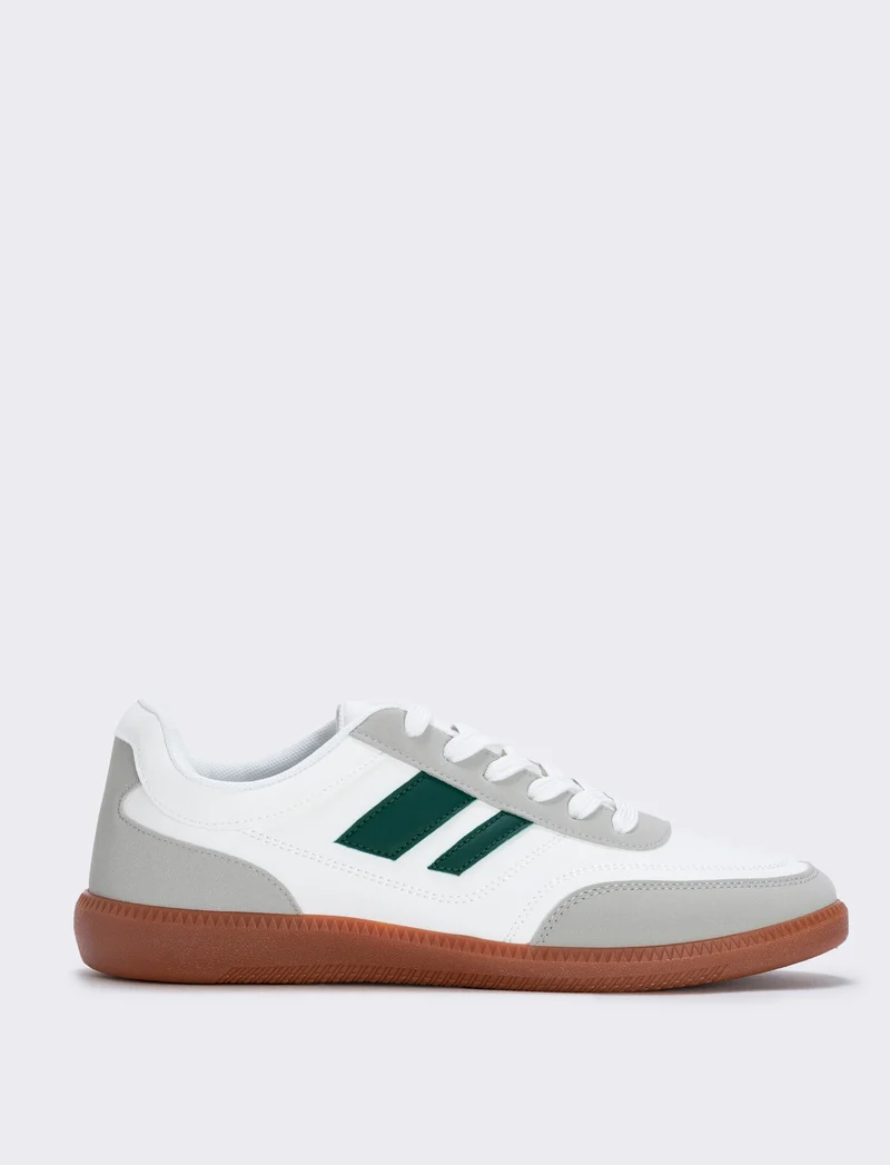 Sneakers bianche con inserti verdi da uomo - Bianco
