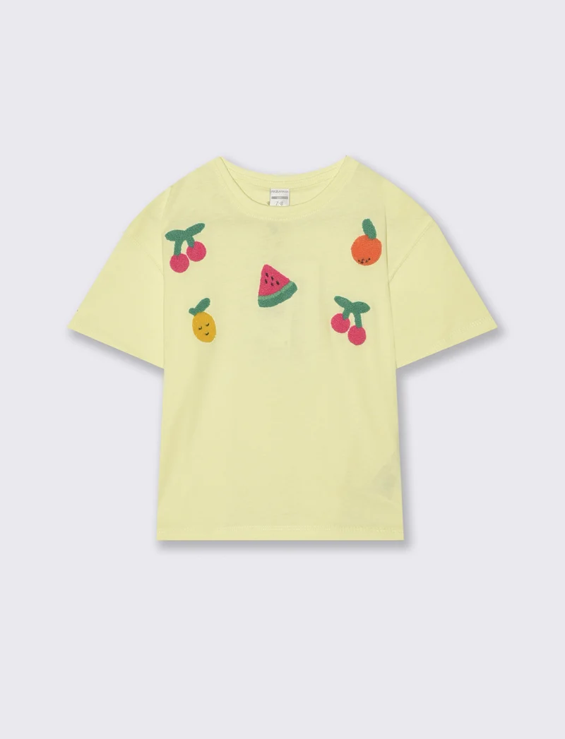 T-shirt over con patch in spugna - Giallo