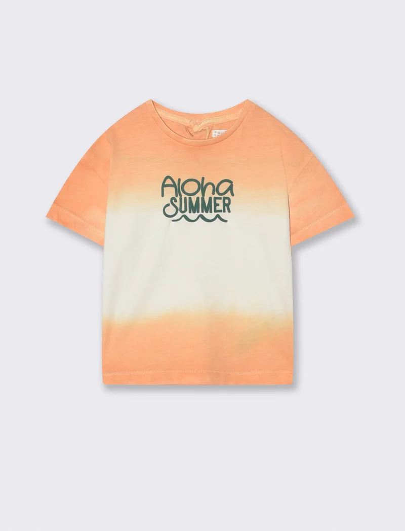 T-shirt girocollo con fantasia degradè - Arancio