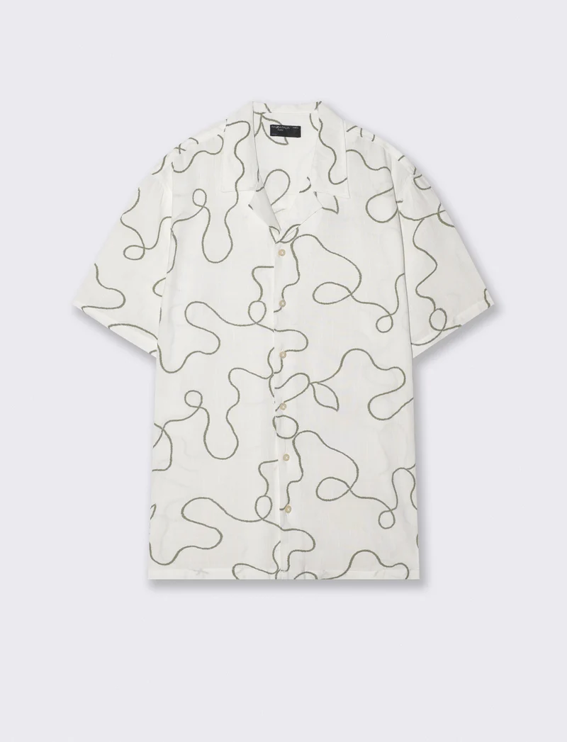 Camicia viscosa con stampa puff 3D - Bianco