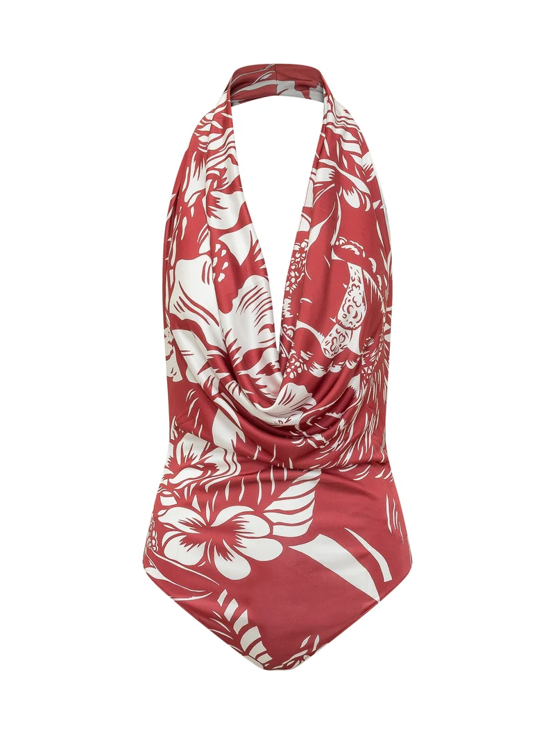 Body con Scollo All American e Stampa Floreale Dancing Flowers