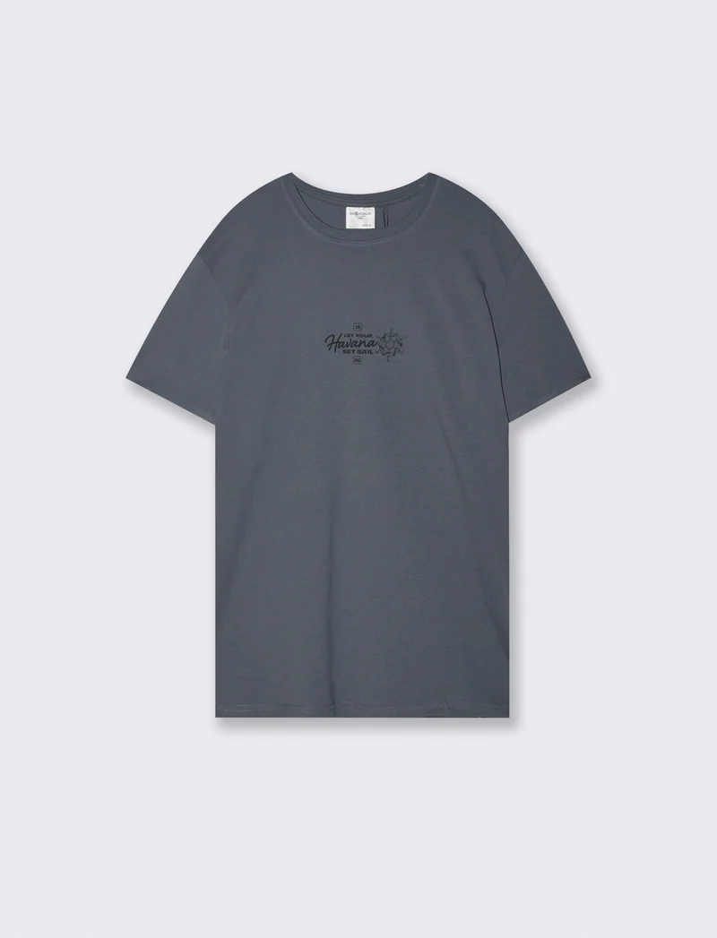 T-shirt cotone con stampa a contrasto - Avion