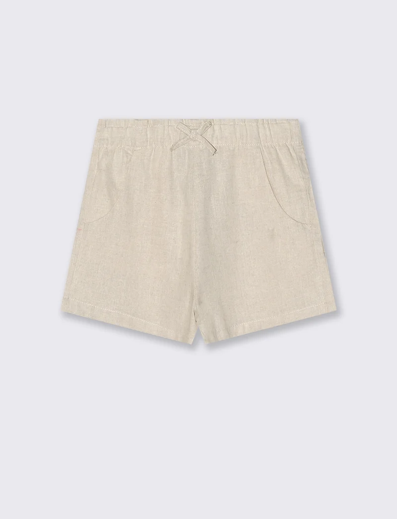 Pantaloncino in misto lino naturale - Beige