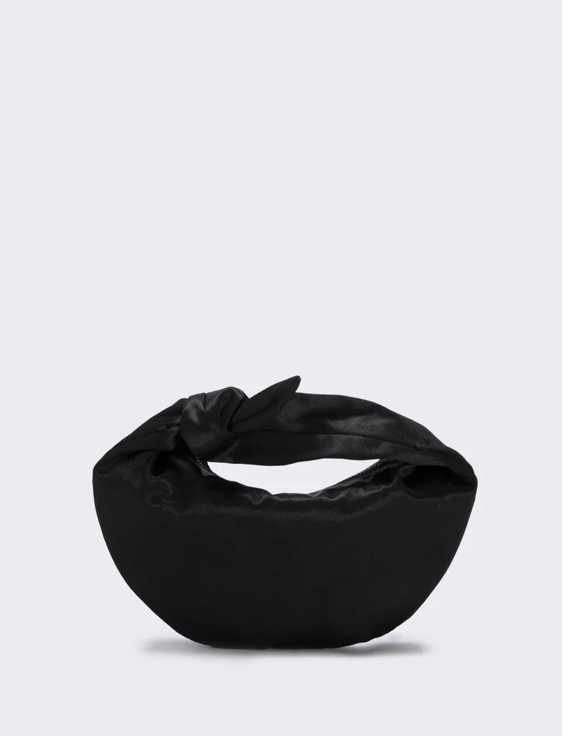 Borsetta satin con nodo e tracollina elegante - Nero