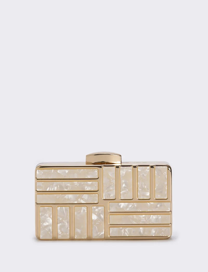 Borsetta clutch rigida con madreperla - Oro