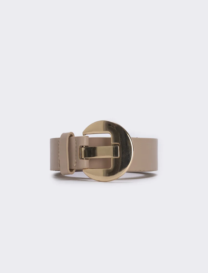 Cintura con asole rettangolari - Beige