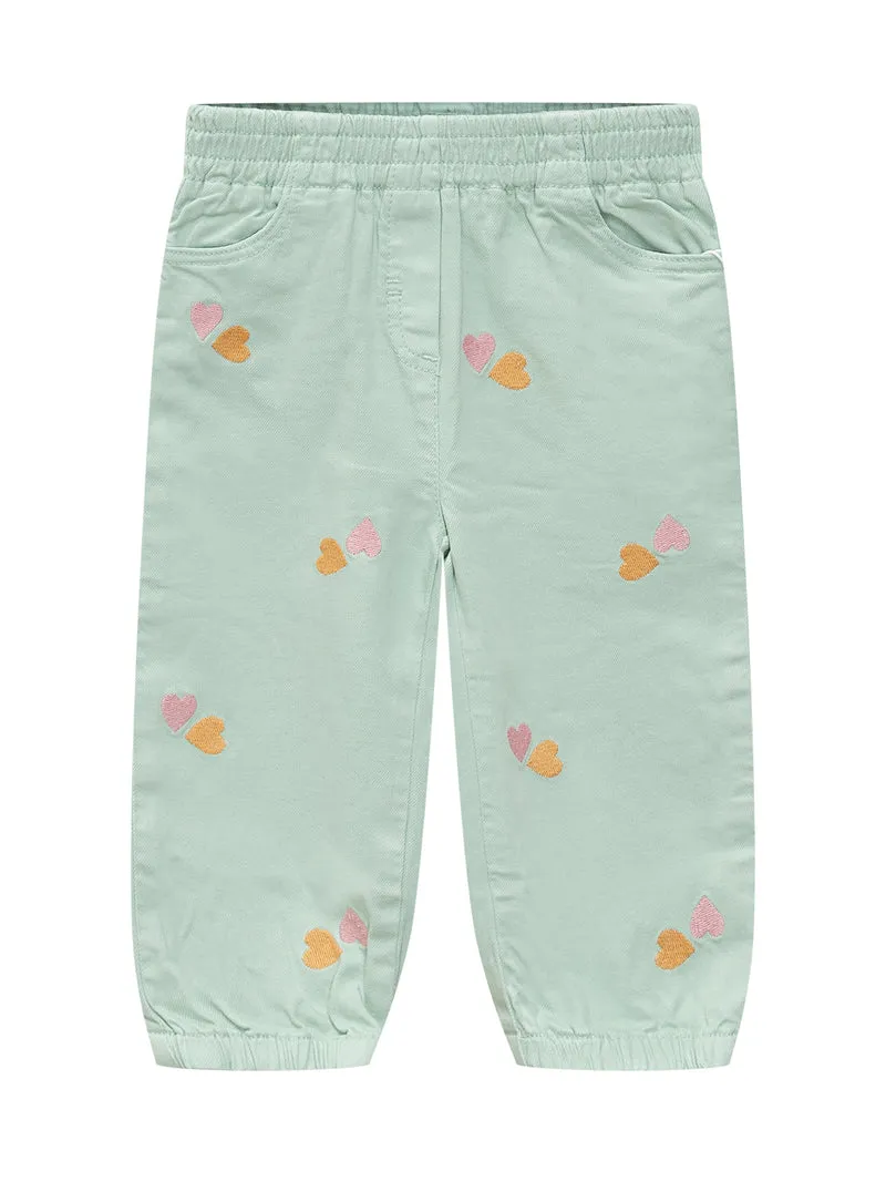 Pantaloni con Ricamo a Cuori