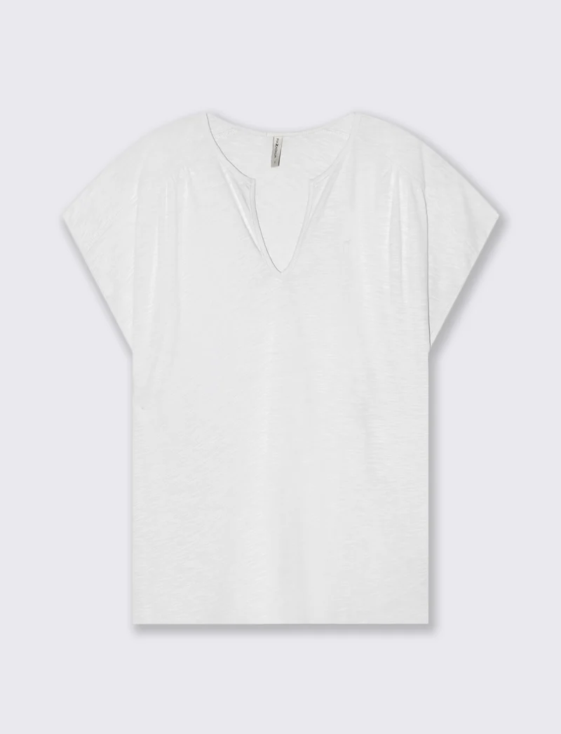 T-Shirt Mezza Manica Scollo Serafino - Bianco