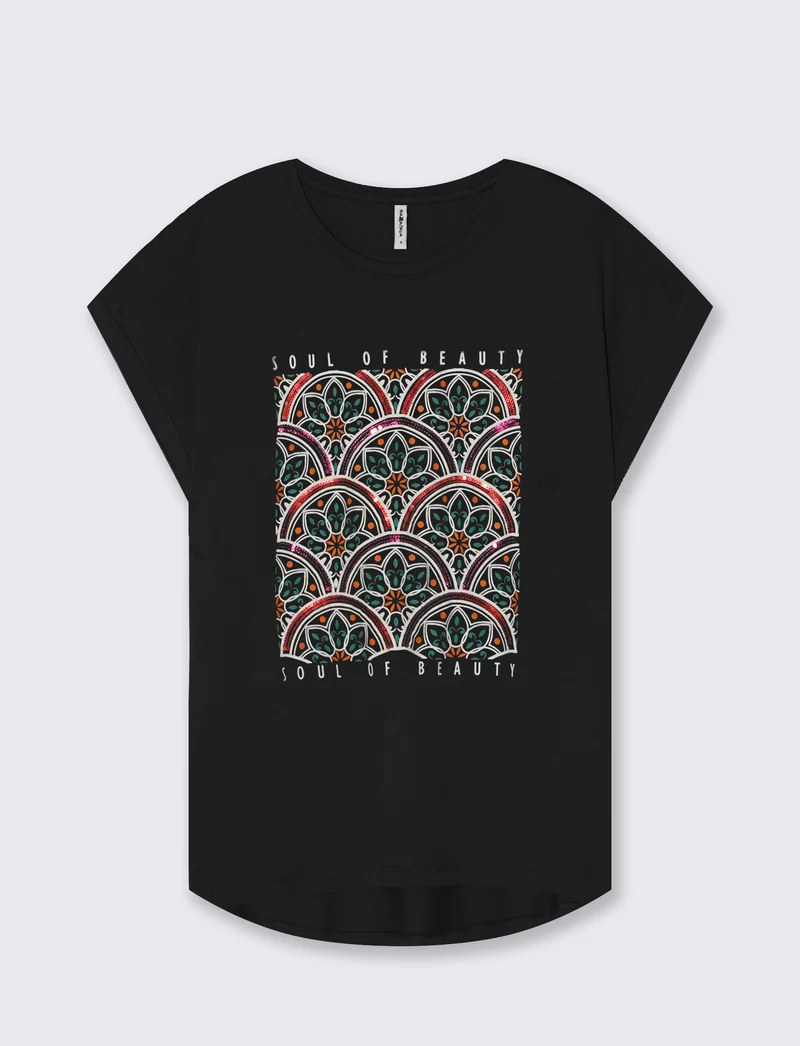 T-shirt in cotone con stampa frontale - var 2
