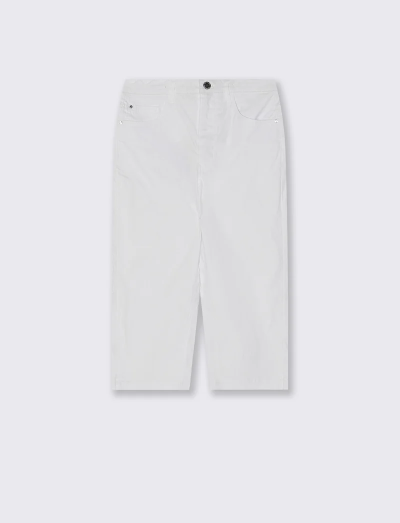 Pantaloni Capri Slim in Tessuto Elasticizzato - Bianco
