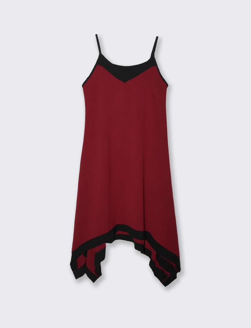 Vestito lungo bicolor - Rosso india