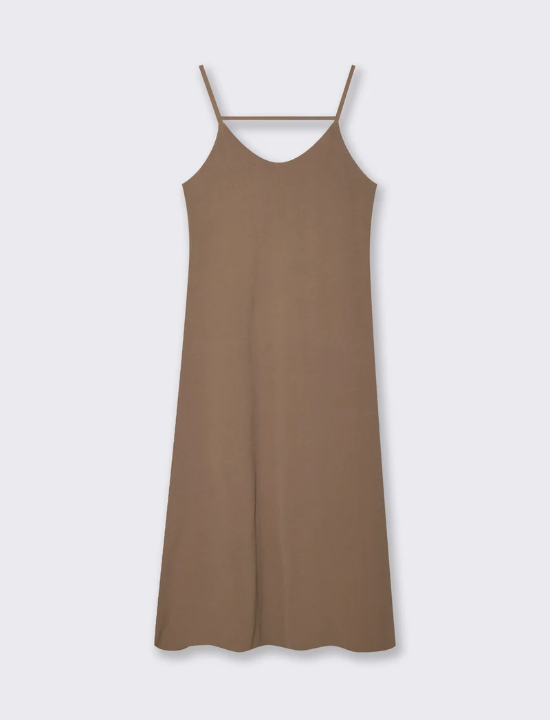 Vestito lungo con bretelline - Cacao