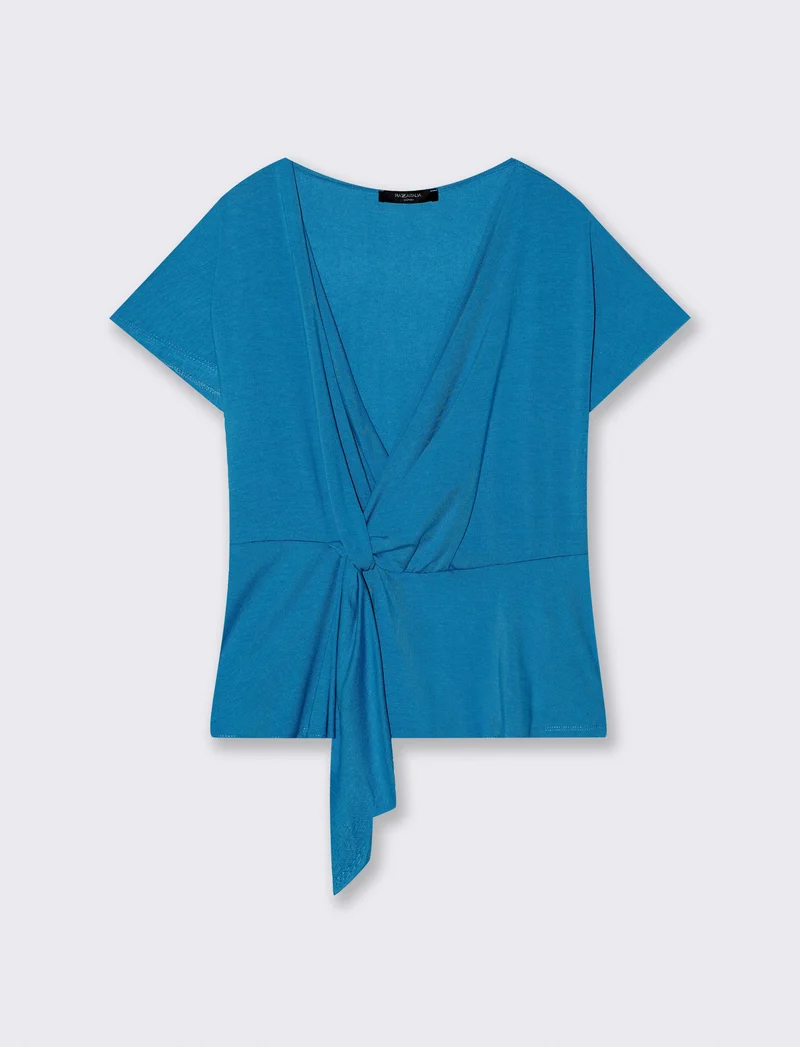 Casacca in popeline di viscosa con collana - Turchese