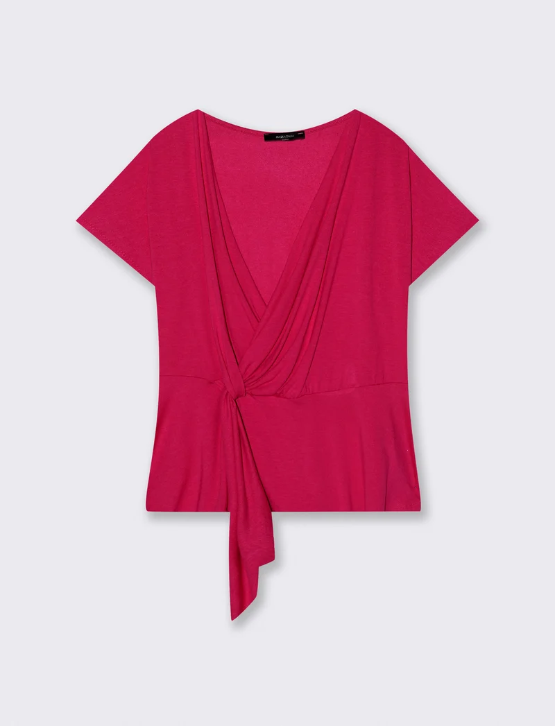 Casacca in popeline di viscosa con collana - Fuxia