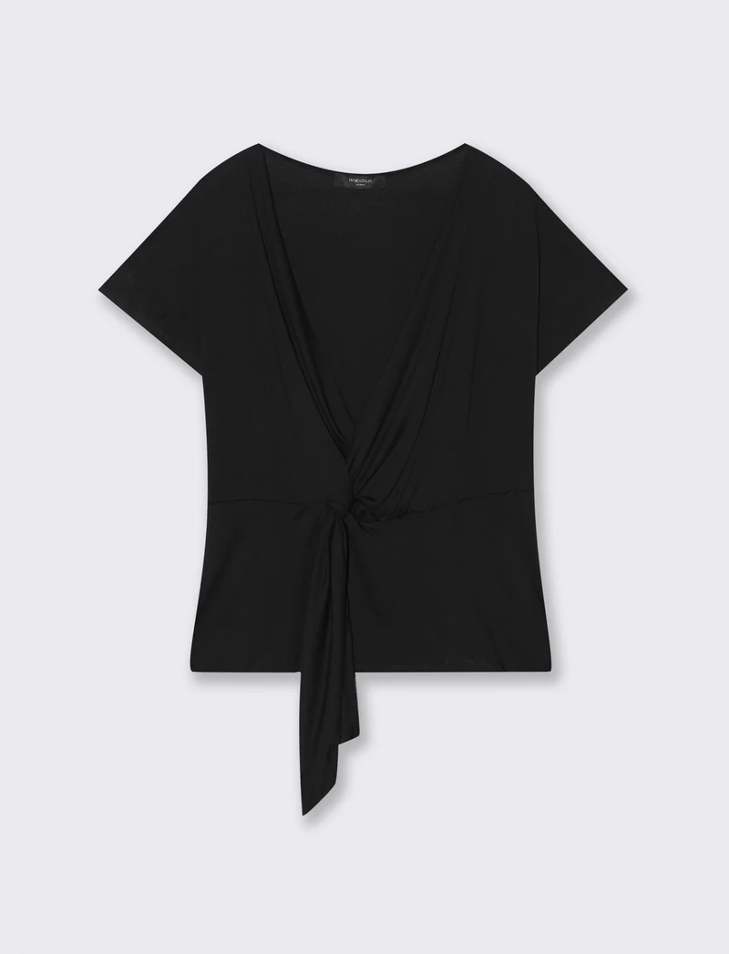 Casacca in popeline di viscosa con collana - Nero