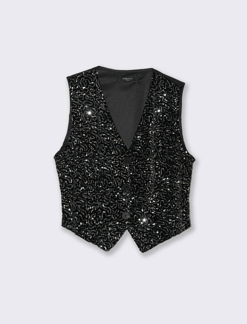 Gilet in paillettes - Argento