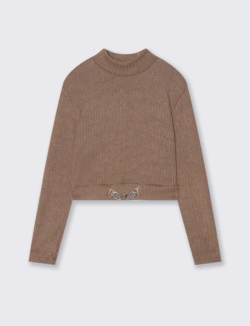 Maglia mezzo collo - Beige biscotto