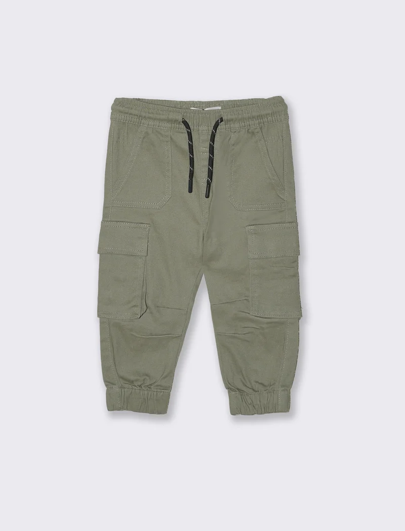 Pantaloni cargo con elastico e coulisse - Verde salvia