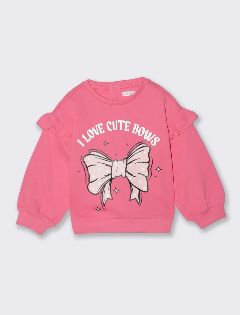 Felpa romantica con rouches alle maniche - Rosa big bubble