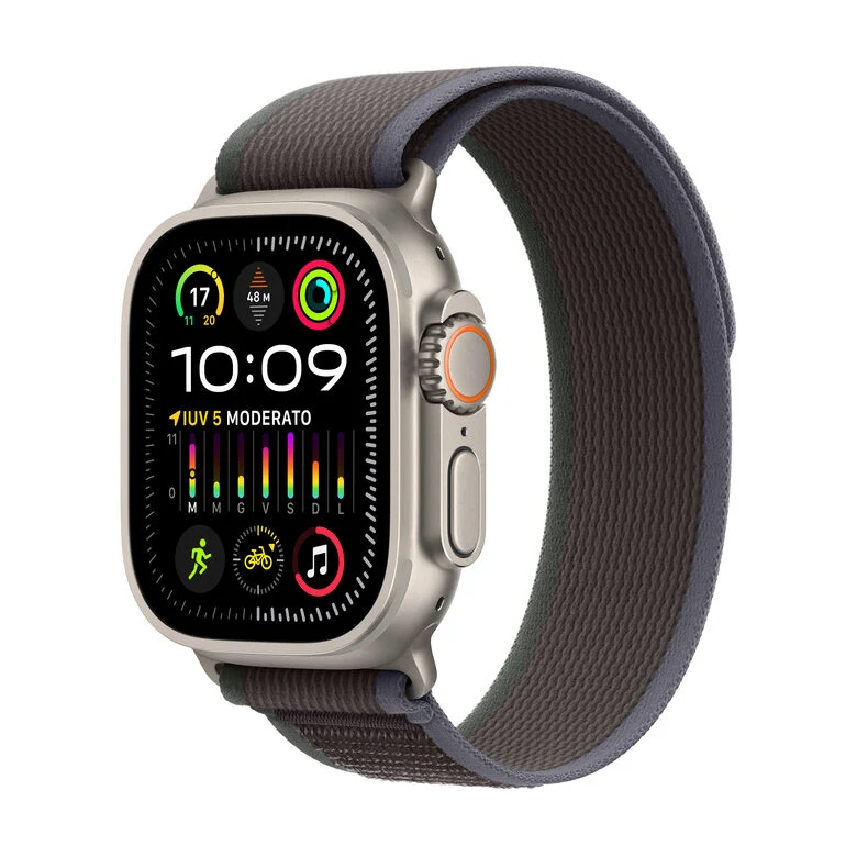 Apple Watch Ultra 2 GPS + Cellular, Cassa 49m in Titanio con Blu/Nero Trail Loop - S/M