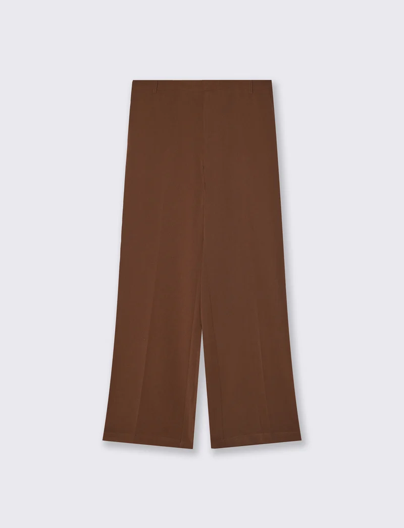 Pantalone Gamba Larga con Pinces Retro - Marrone cioccolato
