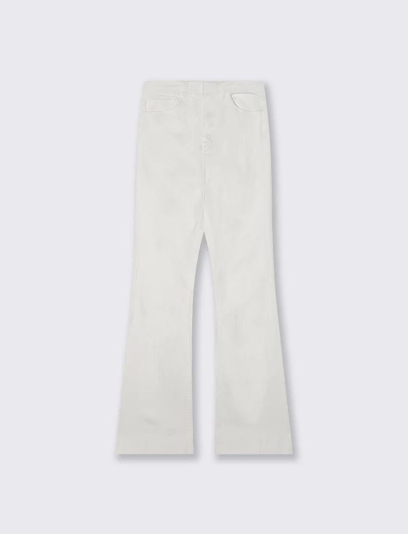 Jeans a Zampa Vita Alta con Tasche - Bianco