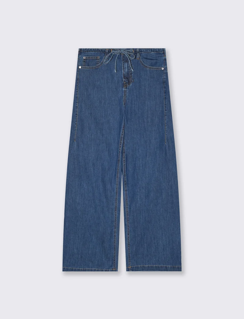 Jeans con Coulisse e Tasche Americane - Denim