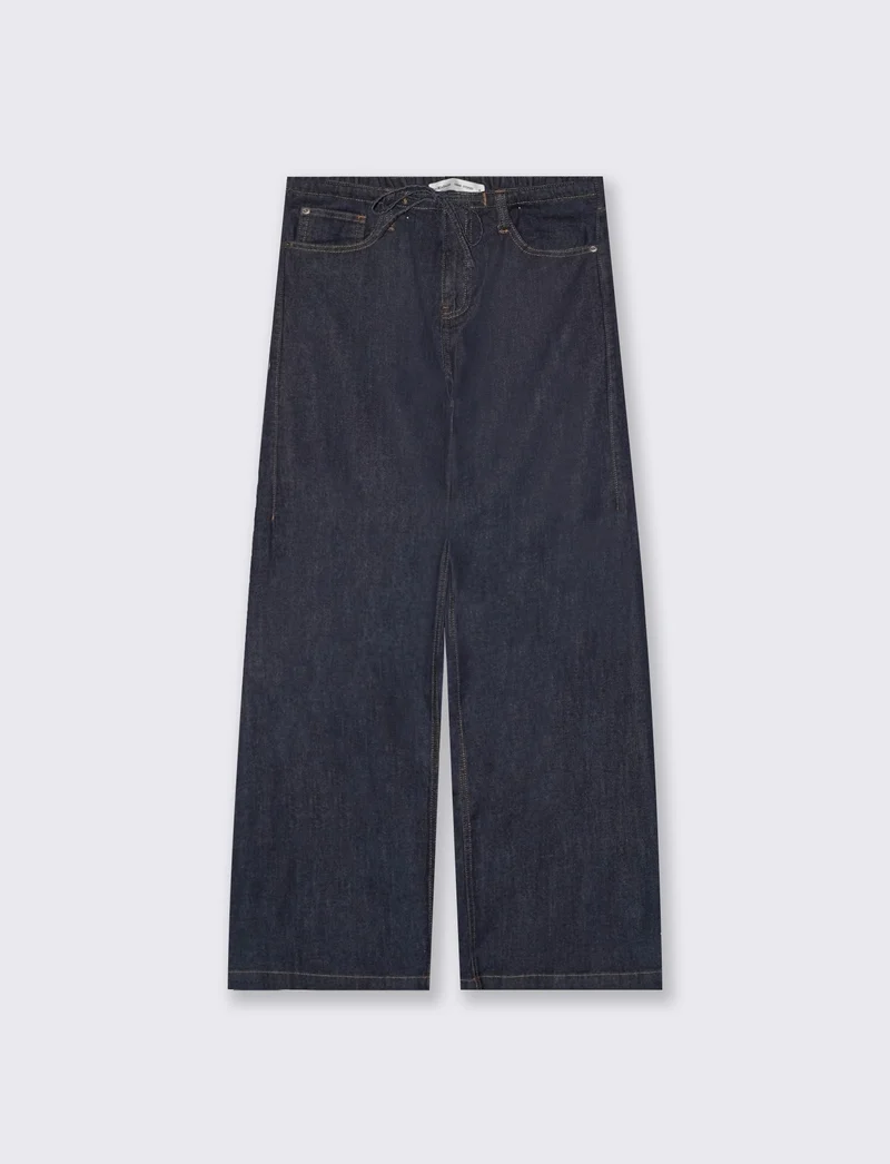 Jeans con Coulisse e Tasche Americane - DENIM SCURO