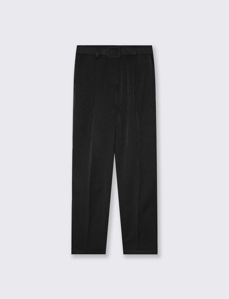 Pantalone a zampa con cintura - Nero