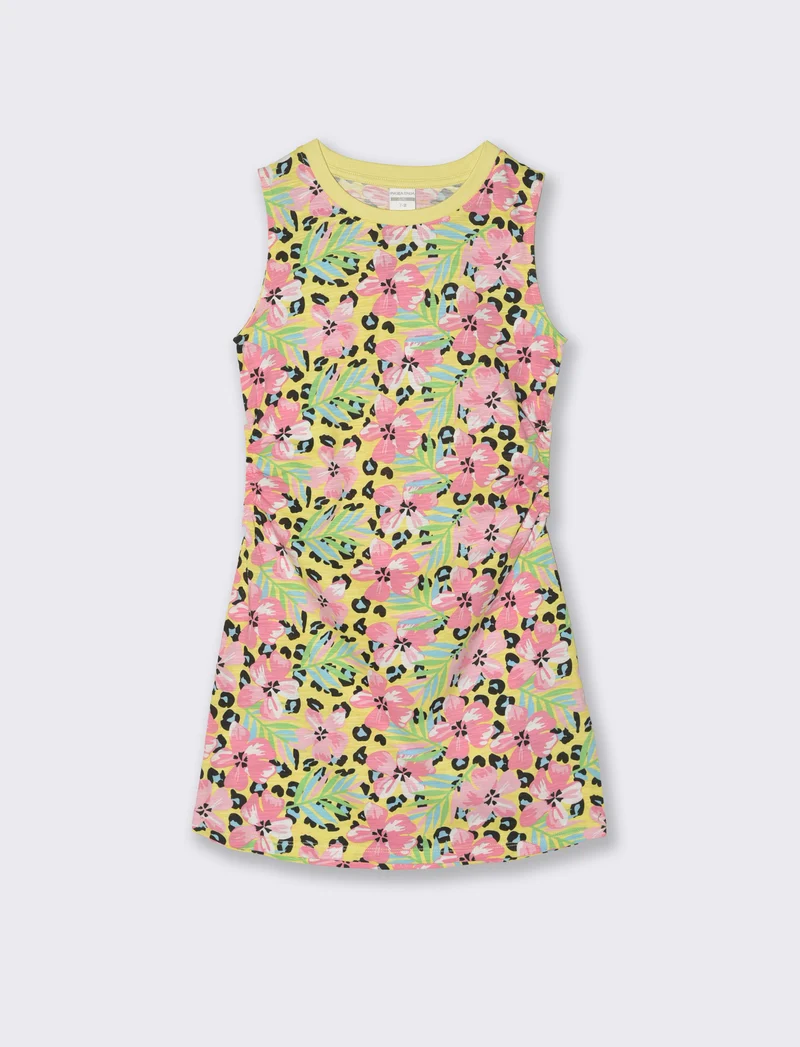 Abito cut out in jersey di cotone - Giallo
