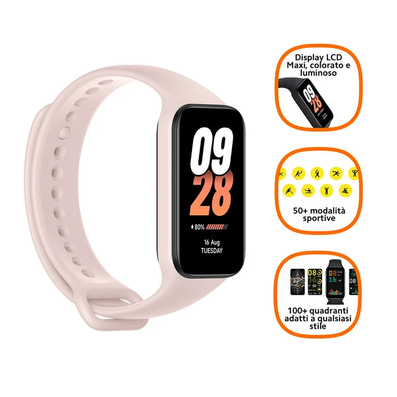 Xiaomi Smart Band 8 Active TFT Tracciatore di attività a clip/da polso 3,73 cm (1.47") Rosa