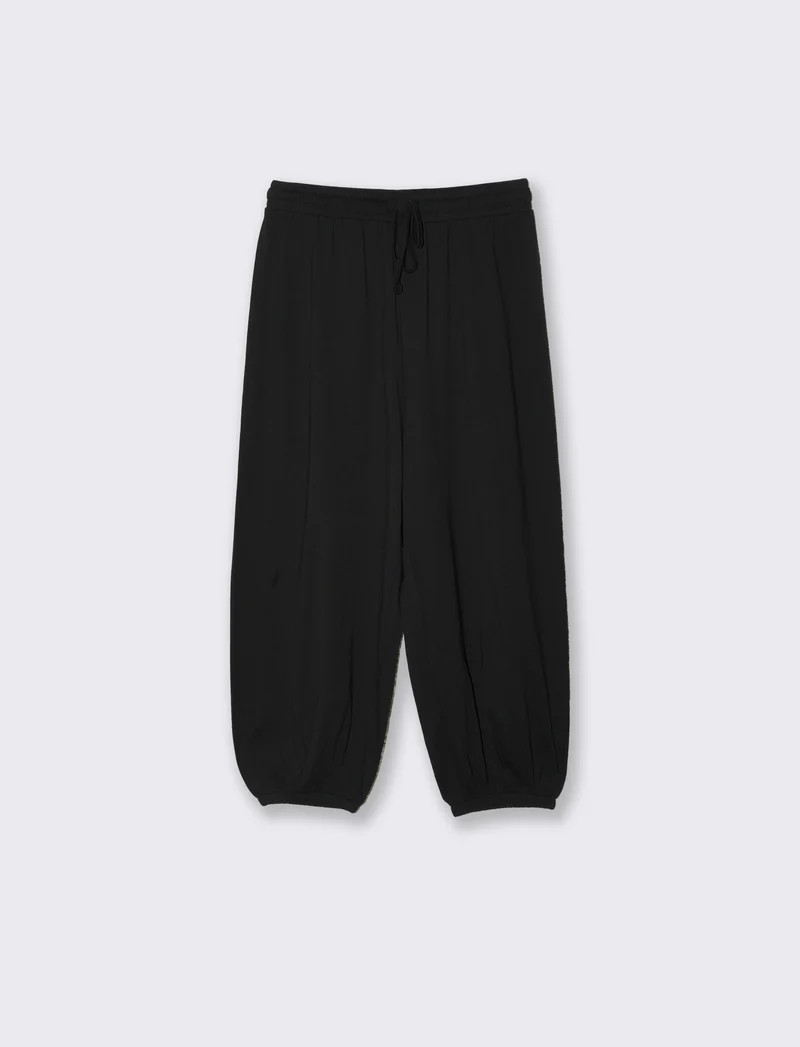Pinocchietto in cotone con elastico vita - Nero