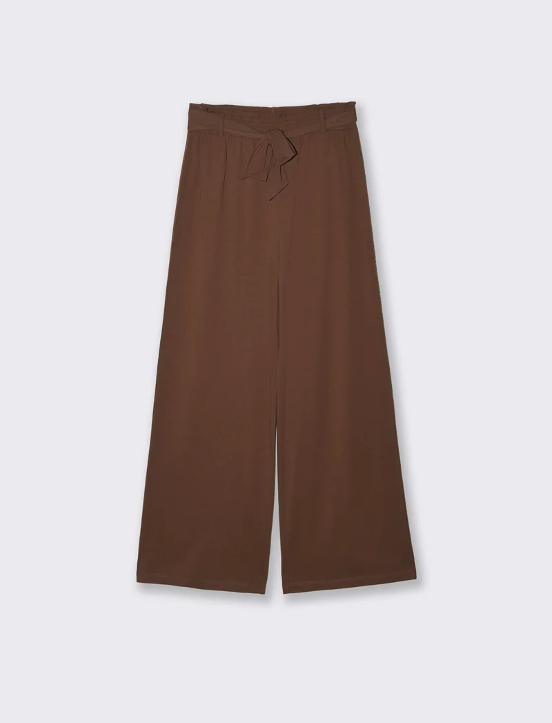 Pantalone con fusciacca e punto smock - Marrone cioccolato