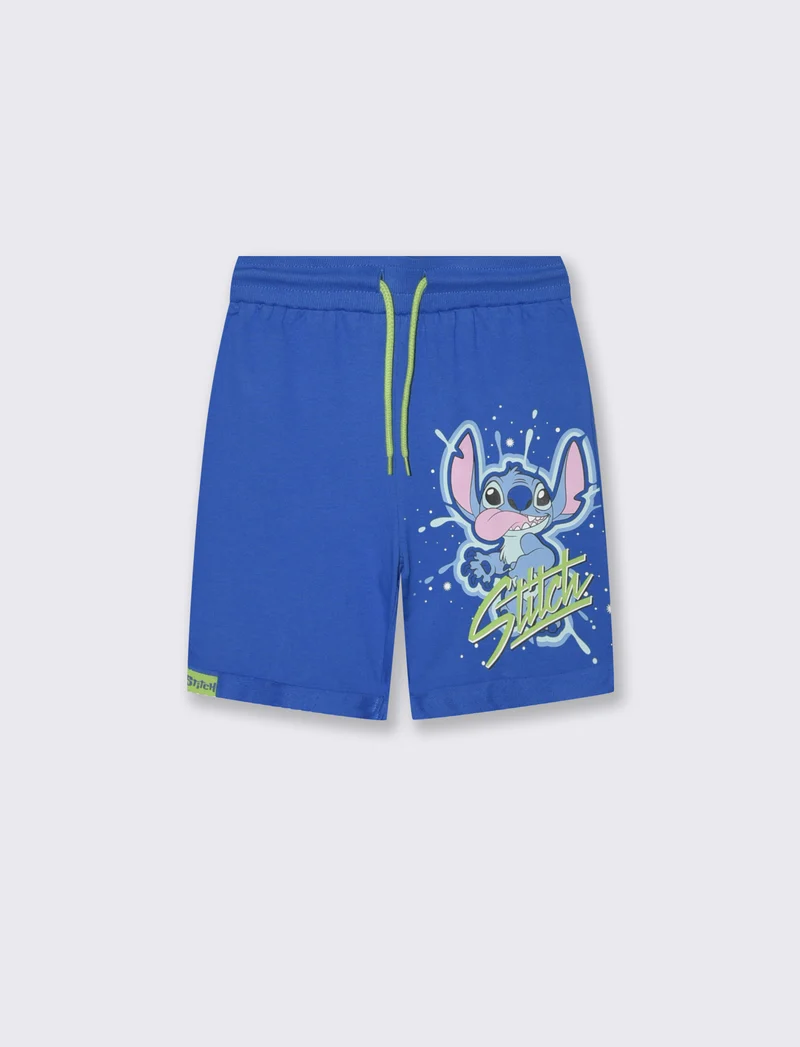 Bermuda in cotone con stampa personaggi - Blu cobalto