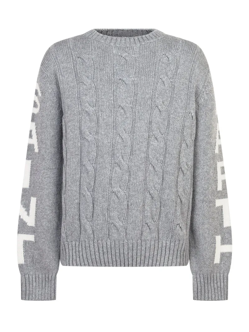 MC2 Saint Barth Maglione Grigio a Treccia con Logo
