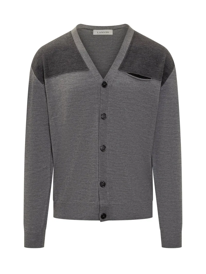 Lanvin Cardigan in Lana con Dettagli a Contrasto