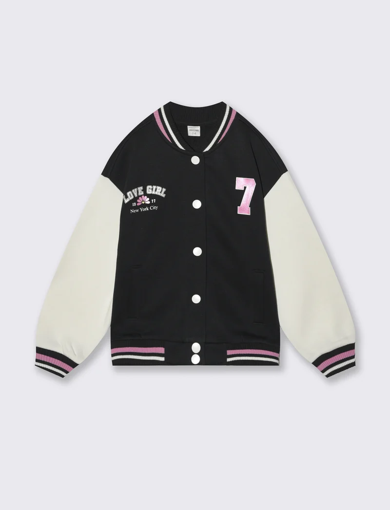 Felpa college per bambina alla moda - Nero