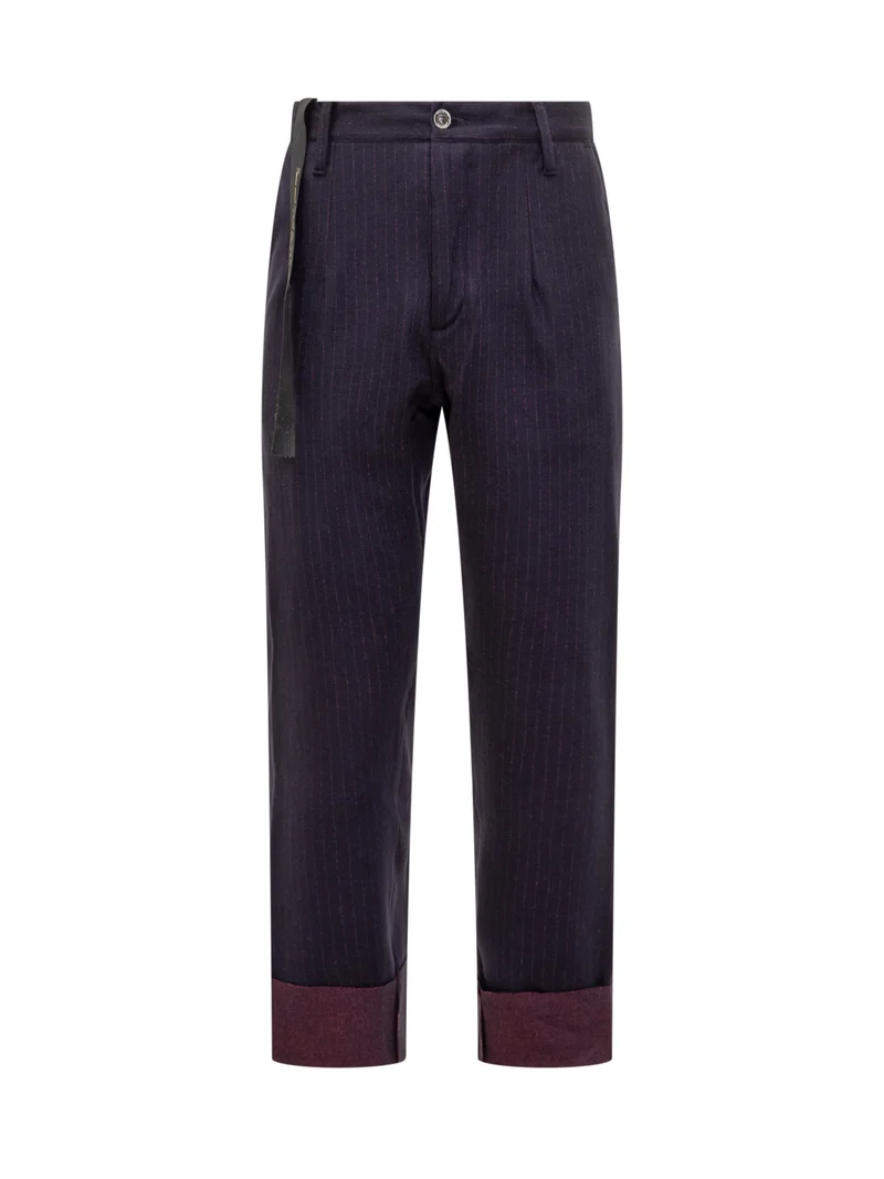 Pantaloni a Righe con Risvolto Maurizio Massimino