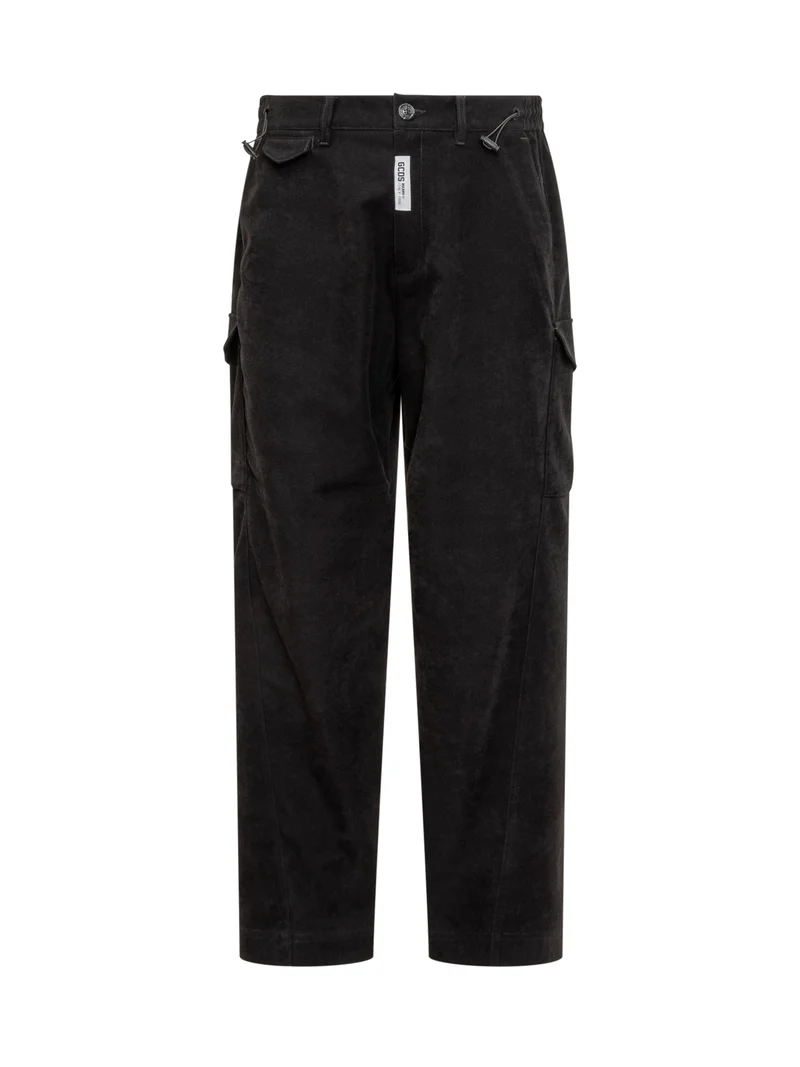 Pantaloni GCDS in Velluto Nero con Tasche Cargo