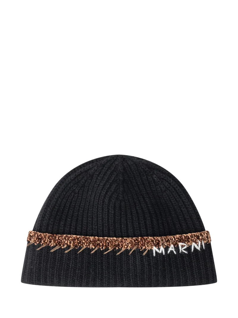 Cappello Beanie in Lana con Logo Marni