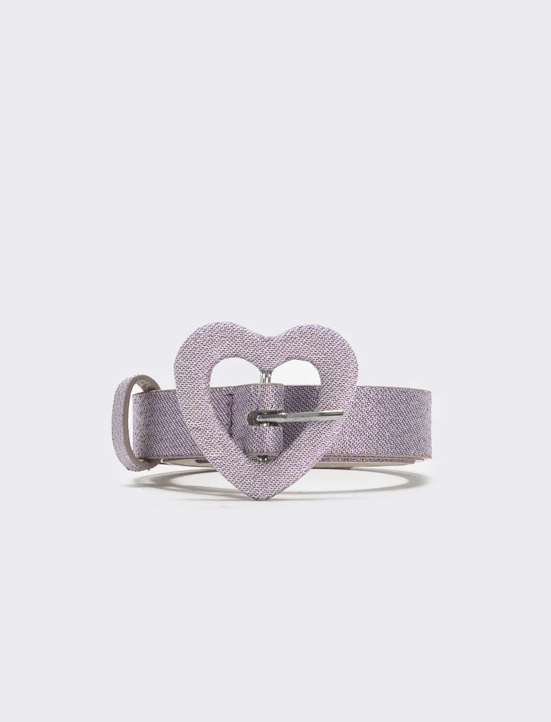 Cintura lurex con fibbia a cuore - Lilla