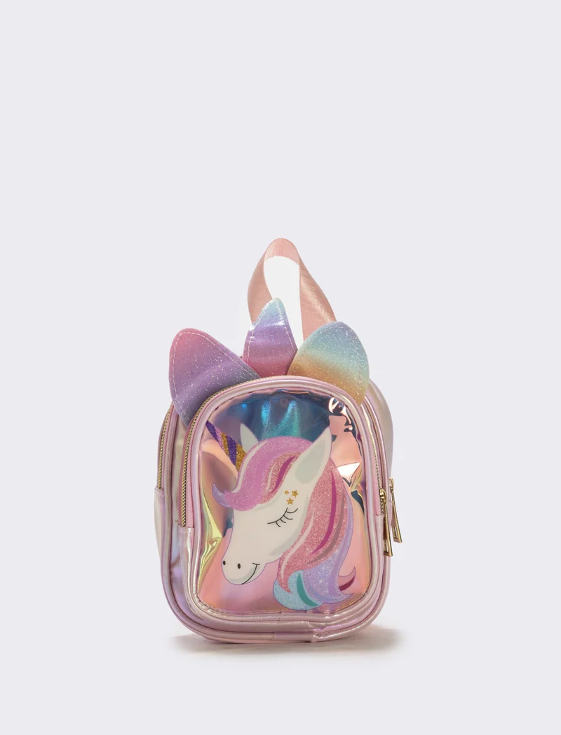 Zainetto unicorno con orecchie glitter - Rosa